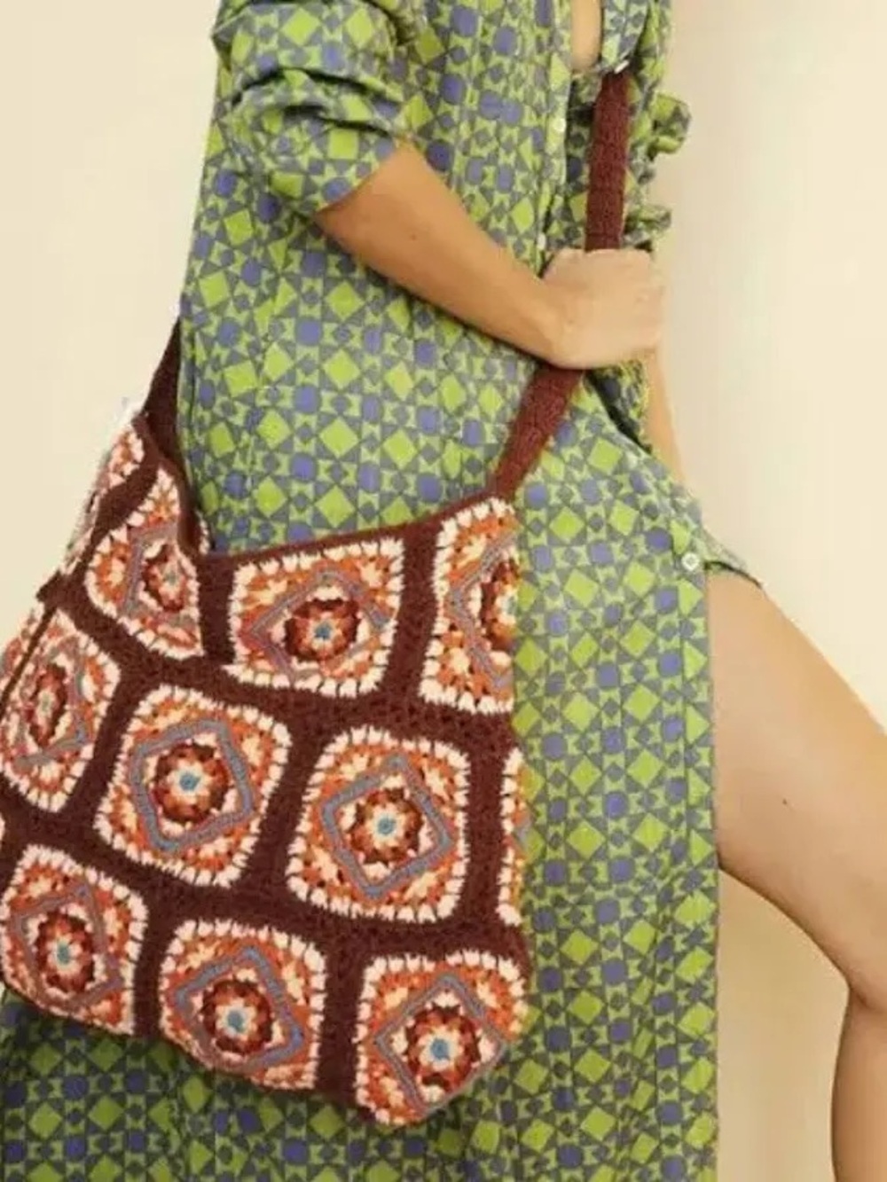 Free People HANDMADE Granny
Squares Brown Catch Me Crochet Tote - Picture 2 of 5